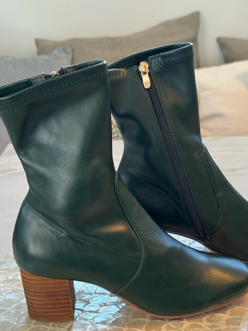 Anthropologie Silent D NEW Cabre Ankle Boot Dark Green Zip Up Size 8